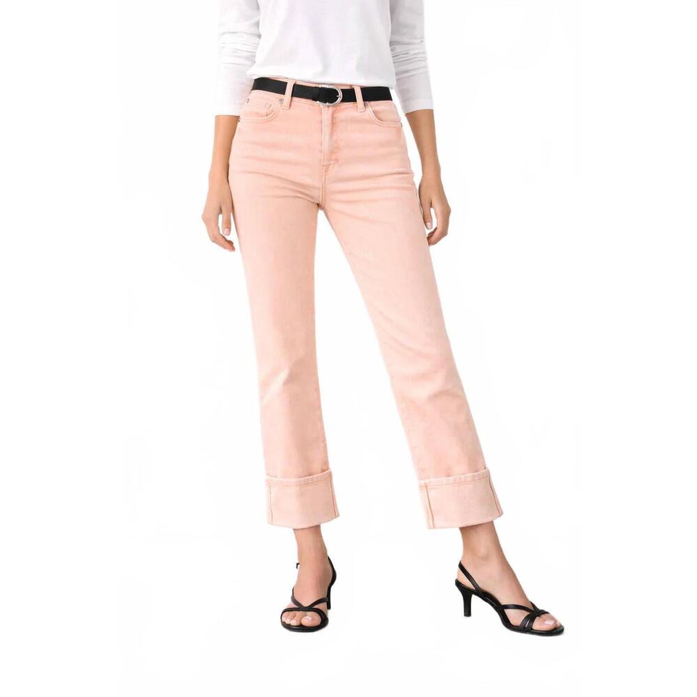 NEW FIDELITY cali cuff crop jeans in peach